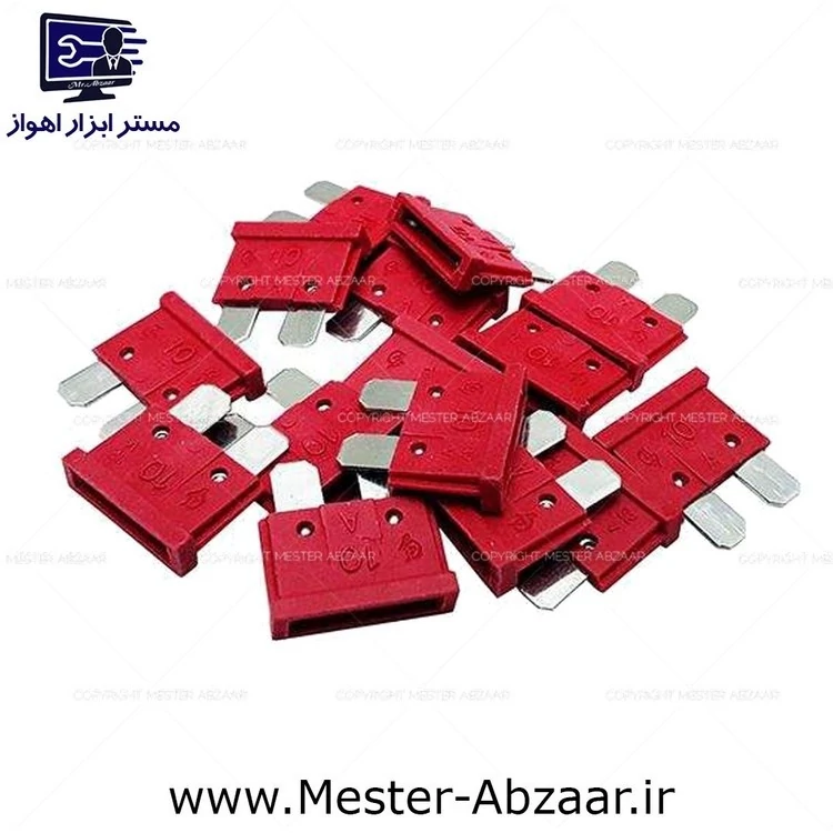 فیوز 10 آمپر لیسانس آلمان قرمز ماشین خودرو ایرانی پراید کوییک تیبا برند فلوزر مدل FLOSER 10