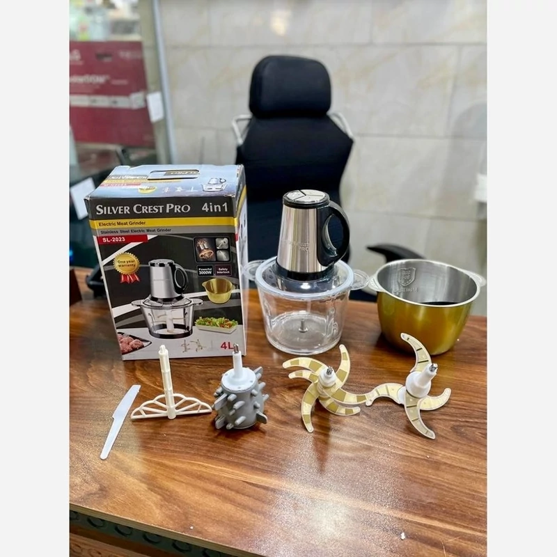 خردکن دو کاسه ای سیلور کرست اصل آلمان-6+4 تیغه تیتانیوم طلایی همراه با سیر پوست کن و همزن- 3 کاره-قدرت دستگاه 3000W وات
