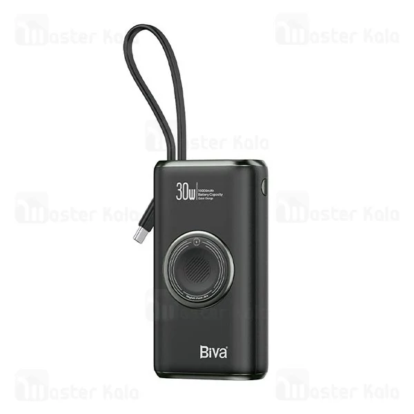 پاوربانک 10000 بیوا Biva BP-027 توان 30 وات با کابل متصل و قابلیت شارژ وایرلس اپل واچ