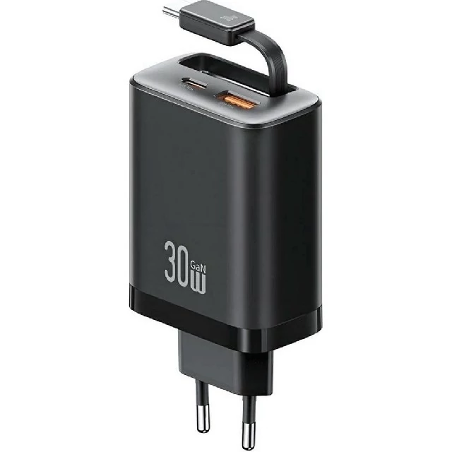 شارژر دیواری 30 وات Type-C و USB یوسامز با کابل تایپ سی CC296 USAMS