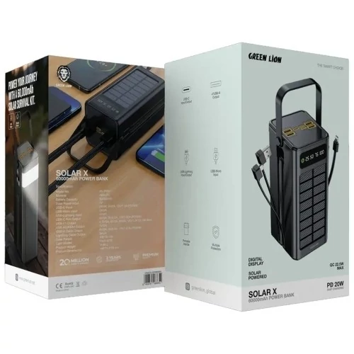 پاوربانک گرین لاین مدل Solar X ظرفیت 60000 میلی آمپر ساعت