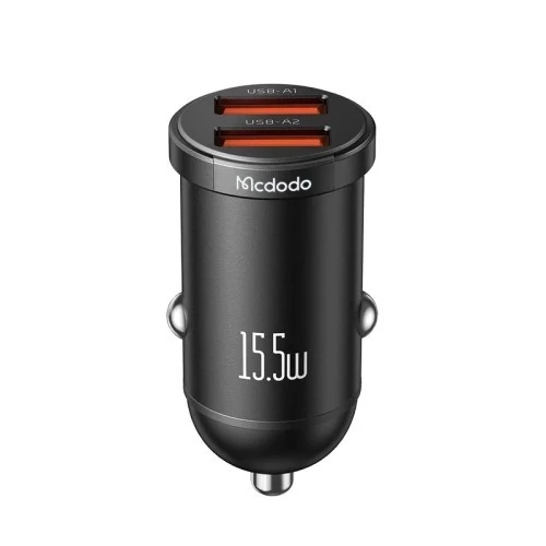 شارژر فندکی مک دودو مدل CC-2950 15.5w دو پورت USB، بدنه آلومینیومی مشکی