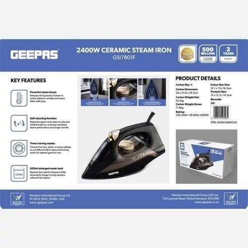 اتو بخار جیپاس مدل GSI7801N ظرفیت 0.3 لیتر