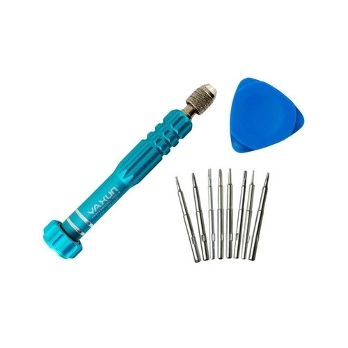پیچ گوشتی یاکسون مدل NEW YX 8014 مجموعه 10 عددی برند یاکسون رنگ آبی آبی فیروزه ای