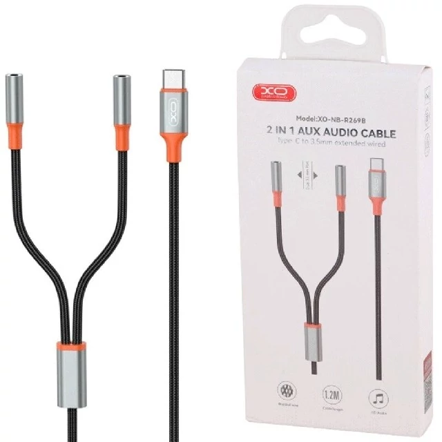 کابل انتقال صدای تایپ سی به جک 3.5 میلی متری 1.2 متری ایکس او R269B XO cable