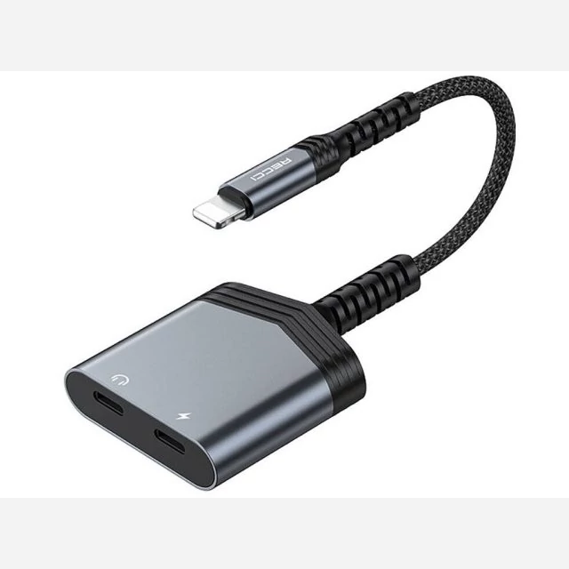 مبدل صدا و شارژ لایتنینگ به دو درگاه لایتنینگ 2 آمپر رسی RDS-A18 Recci RDS-A18